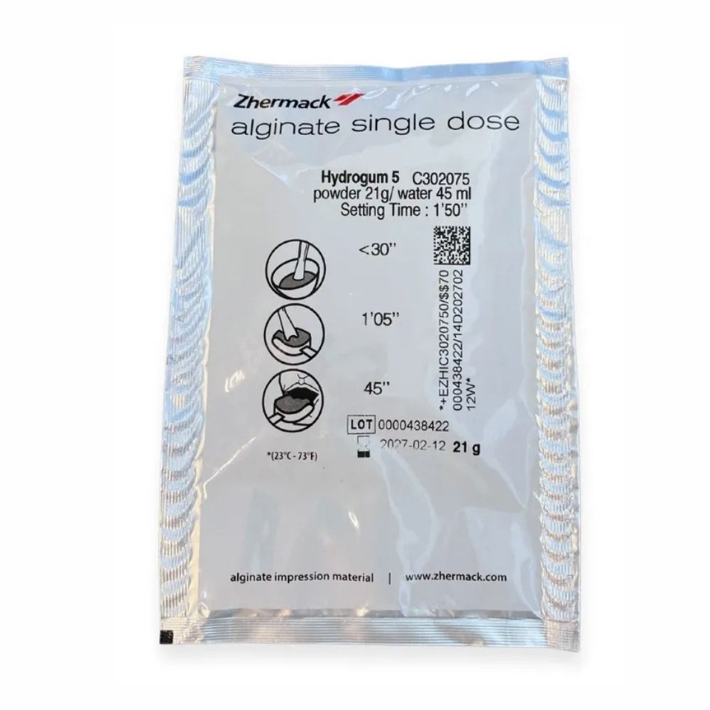 Alginato Hydrogum Sobre x 21 gr. El Alginato Hydrogum Sobre, Hydrogum5 es un alginato de fraguado extra rápido, con u...