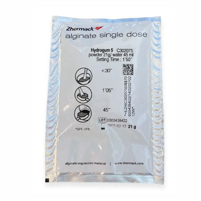 Alginato Hydrogum Sobre x 21 gr. El Alginato Hydrogum Sobre, Hydrogum5 es un alginato de fraguado extra rápido, con u...