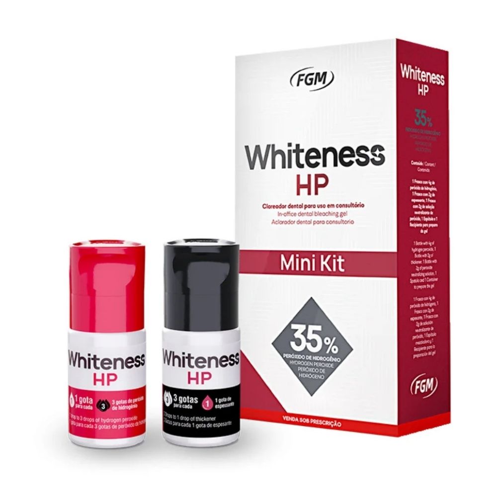 Mini Kit Blanqueamiento Whiteness HP 1 Paciente. Blanqueador a base de peróxido de hidrógeno al 35% para para uso em ...