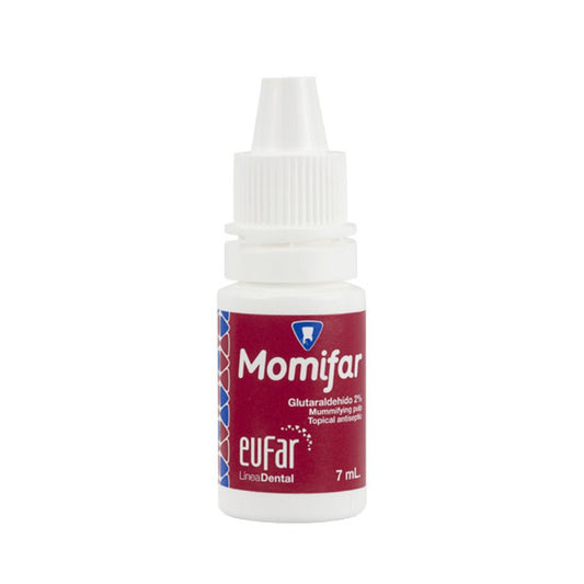 Momifar Glutaraldehido 2% X 7Ml Eufar. Momifar Glutaraldehido 2% X 7Ml Eufar, es un momificante pulpar en dientes tem...