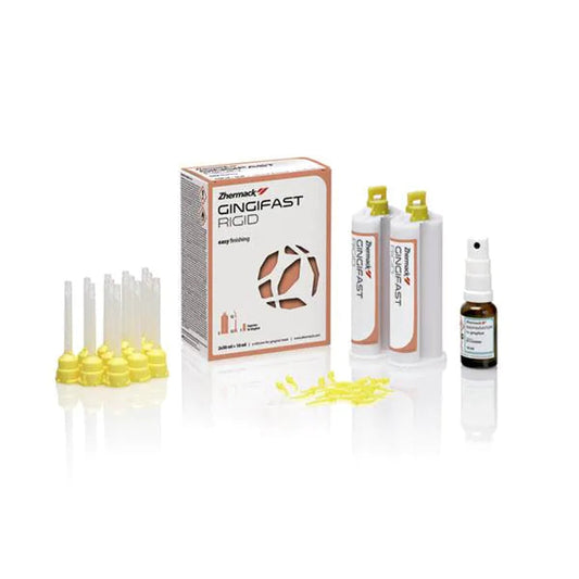 Silicona Gingifast  2x50 ml + 10 ml Zhermack. Silicona Gingifast por adición usada en el laboratorio para la reproduc...