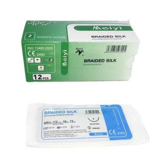 Sutura Seda Caja x 12 Sobres Meiyi. La Sutura Seda 3/0 Caja x 12 Sobres Meiyi no absorbible, con aguja. PRESENTACIÓN:...